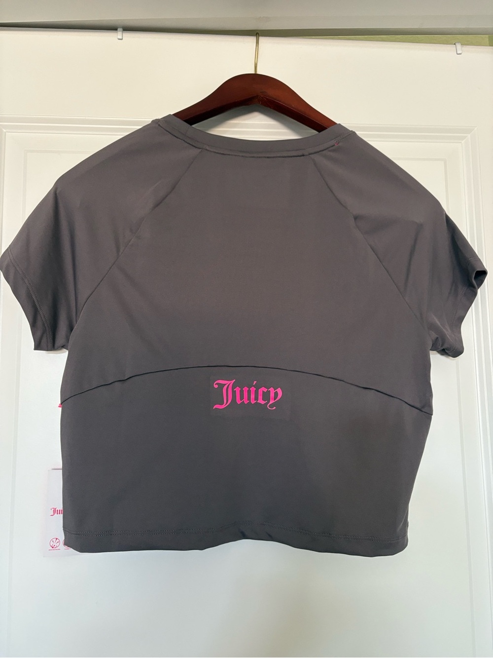 NWT Juicy Couture Sport Gray Pink Logo Top XL
